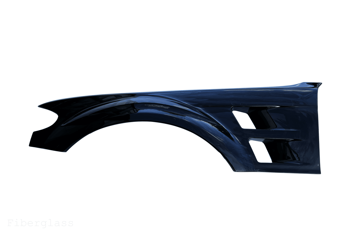 BMW 3-Series E46 sedan full over fender kit with vented front fenders by K2 Industries, available in ABS or fiberglass.