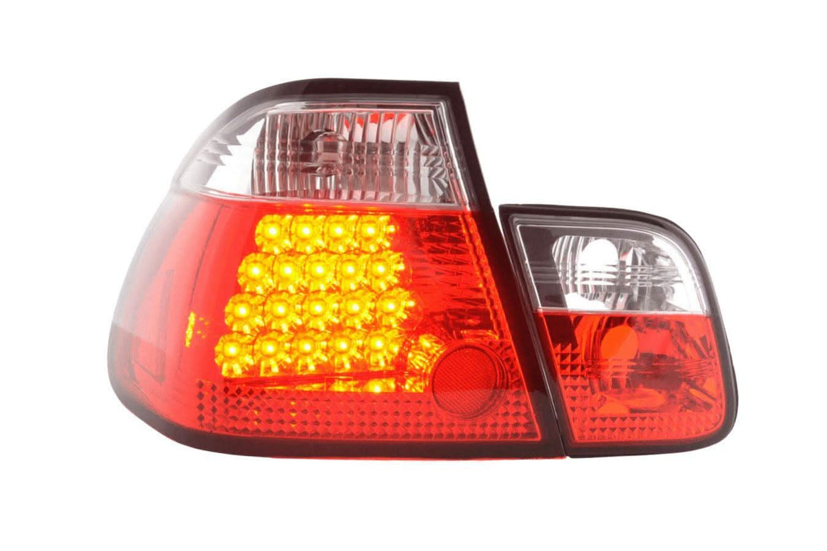 BMW 3-series E46 sedan red Altezza style taillights set for pre-facelift models, featuring sleek design by K2 Industries.