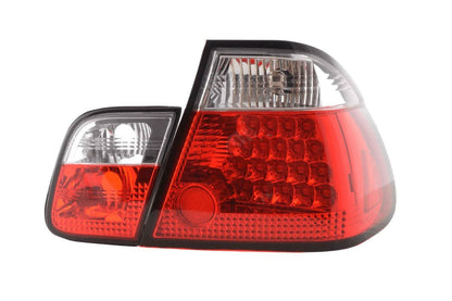 Red Altezza style taillights set for BMW 3-series E46 sedan, pre-facelift 1998-2001, by K2 Industries, showcasing sleek design.