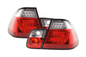 BMW 3 Series E46 sedan red LED taillights set with facelift design, installed on the rear of the 2003-2006 model.