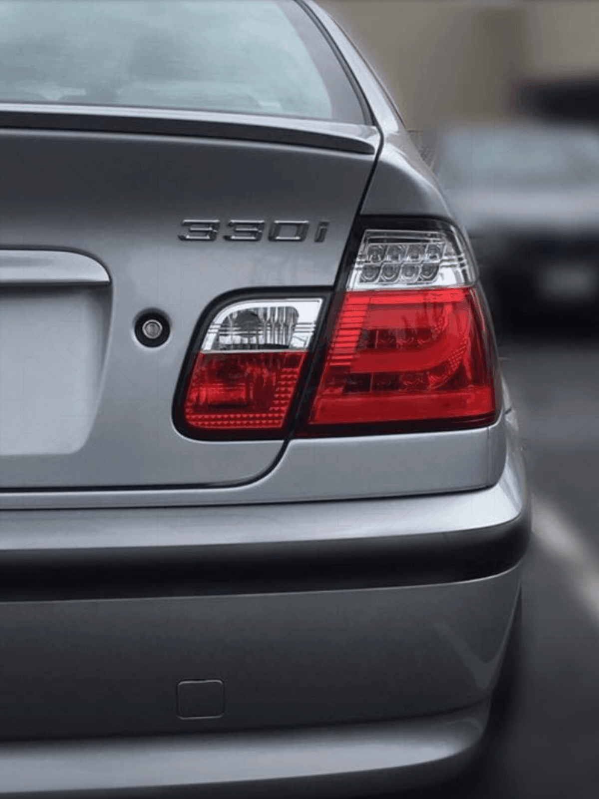 BMW 3 Series E46 Sedan red LED taillights set for facelift models (2003-2006) by K2 Industries, showing the rear tail light assembly.