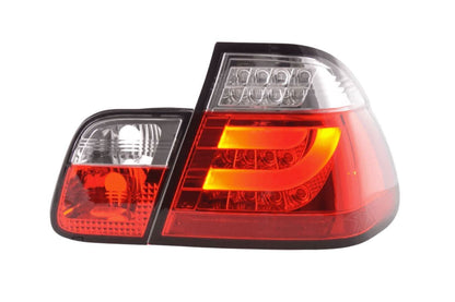 BMW 3-series E46 sedan Red LED taillights set by K2 Industries, pre-facelift model (1998-2001), showing the rear view of the tail light assembly.