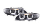 Black BMW 3-series E46 sedan/touring headlights with U Eye LED design, fitted on 2002-2005 models by K2 Industries.