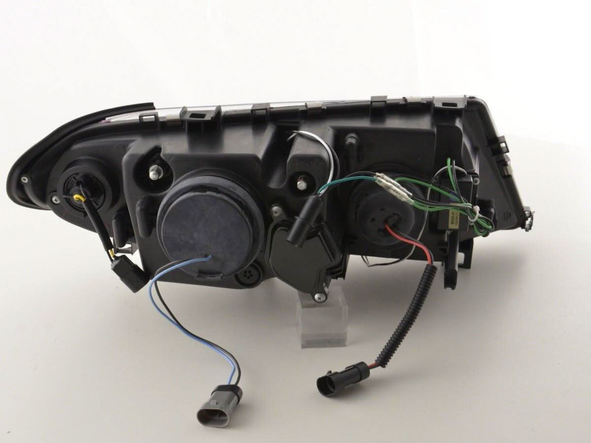 BMW 3-series E46 Sedan/Touring chrome U eye headlights with LED design, compatible with 2002-2005 models by K2 Industries