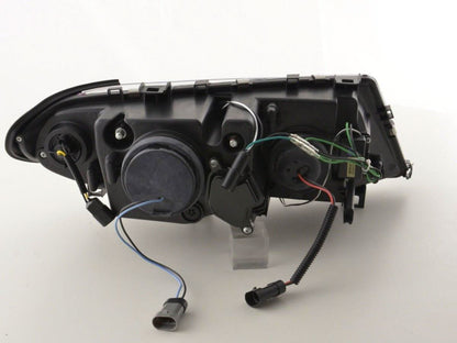 BMW 3-series E46 Sedan/Touring chrome U eye headlights with LED design, compatible with 2002-2005 models by K2 Industries