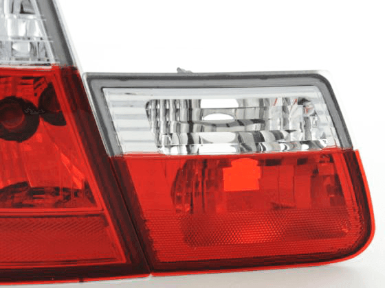 BMW 3 Series E46 Touring JDM Style red tail lights set by K2 Industries, showing the taillights with clear and red lenses.