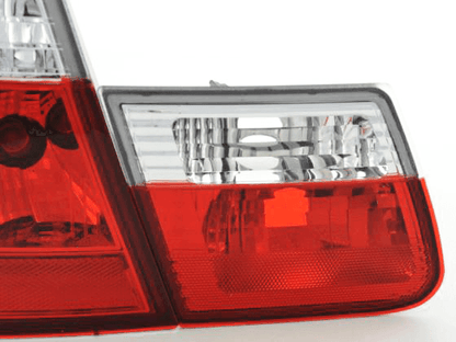 BMW 3 Series E46 Touring JDM Style red tail lights set by K2 Industries, showing the taillights with clear and red lenses.