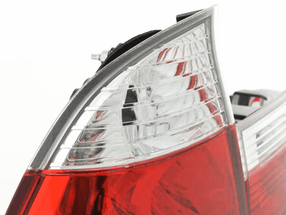 BMW 3 Series E46 Touring JDM style red tail lights set by K2 Industries, featuring sleek design for model years 1999-2002.