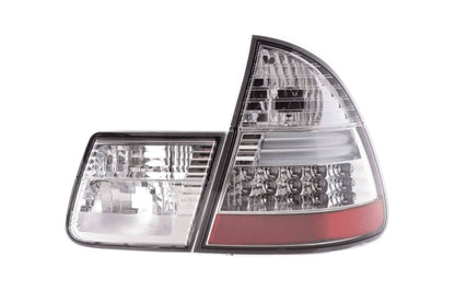 BMW 3-Series E46 Wagon chrome clear LED taillights by K2 Industries, showing sleek tail light design for 1998-2005 models.
