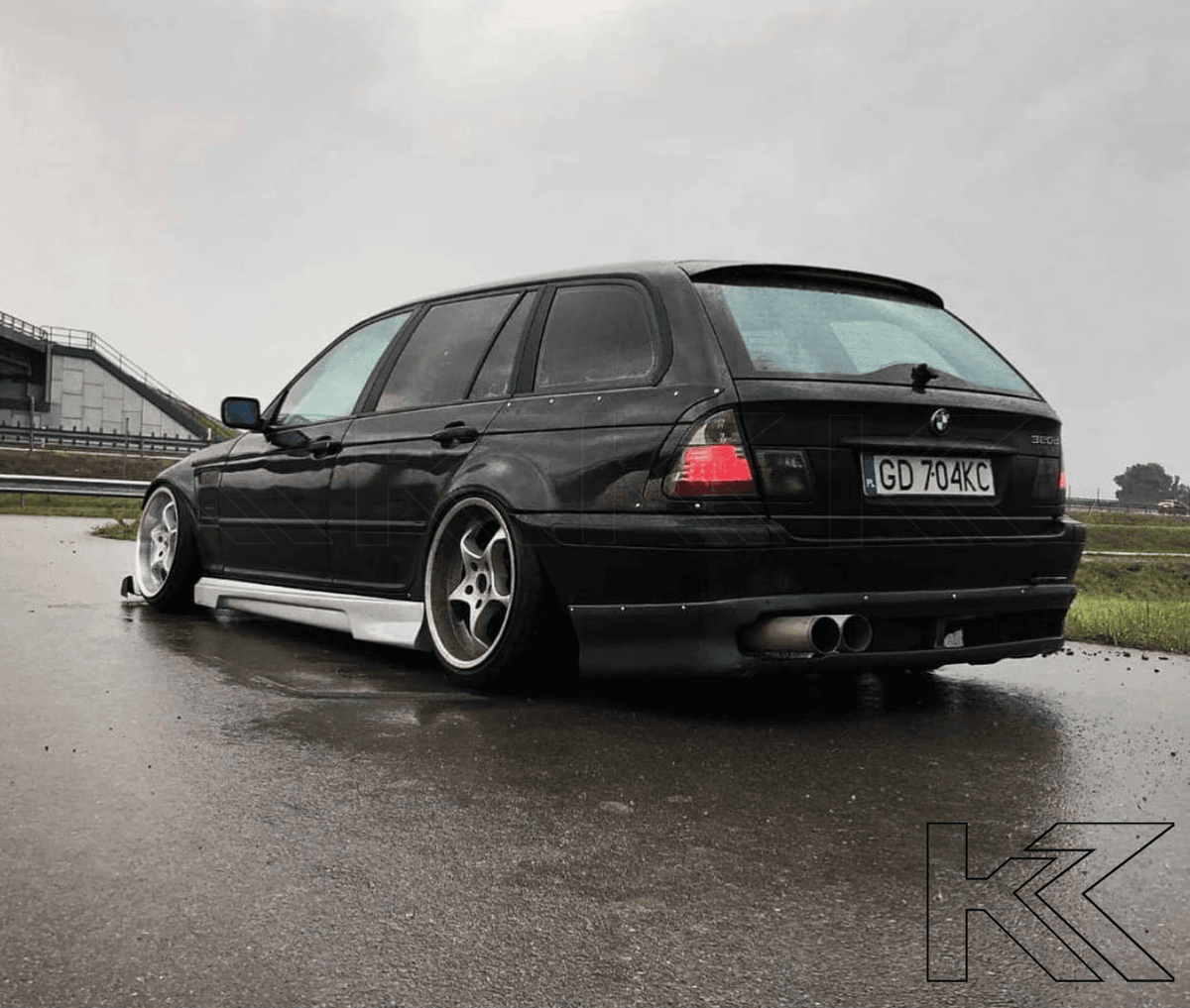 BMW 3-series E46 Wagon smoked LED tail lights set by K2 Industries, for 1999-2005 BMW 3-series Touring models.