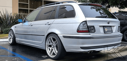 BMW 3-series E46 wagon smoked LED taillights set by K2 Industries, for 1999-2005 BMW E46 Touring models.