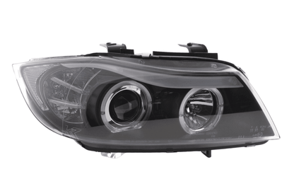 BMW 3-series E90 E91 LED headlight set with black angel eyes by K2 Industries, for 2005-2012 models.
