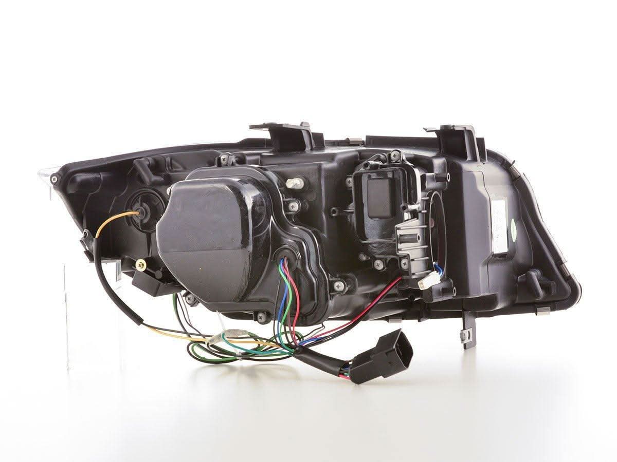 BMW 3-series E90 E91 black U LED headlights by K2 Industries for 2005-2012, showing the sleek LED headlight design.