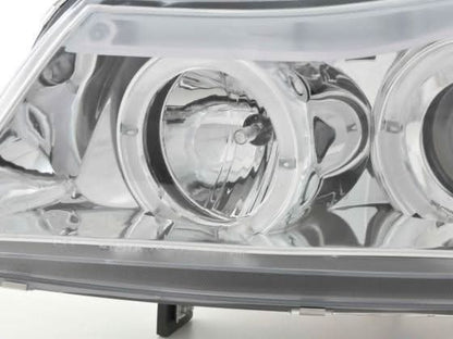 BMW 3-series E90 E91 Chrome Angel Eyes LED Headlight set by K2 Industries, featuring sleek design and bright LED illumination.