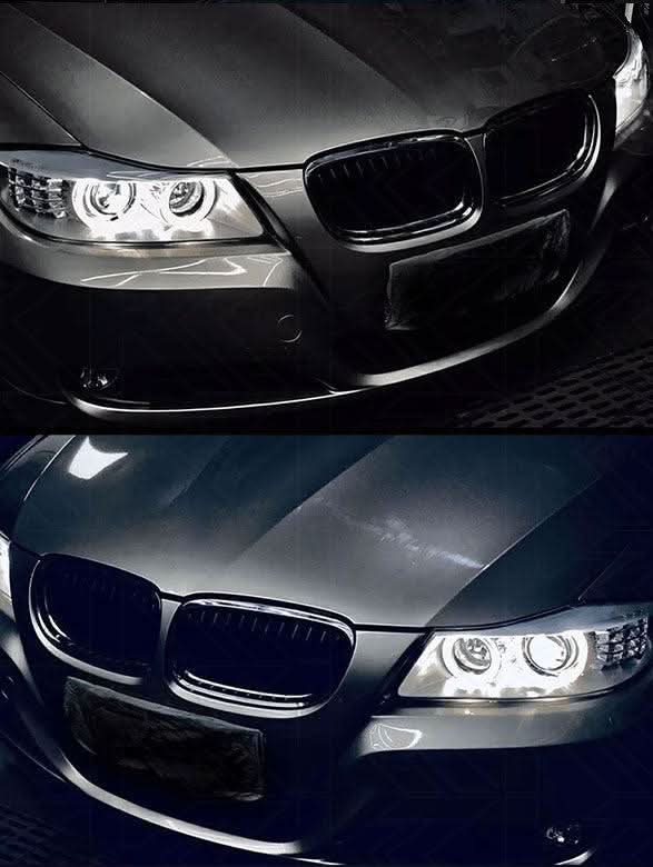 BMW 3 Series E90 headlights by K2 Industries, OE style, for models 2005-2012, showing the headlight assembly with clear lens and reflective interior.