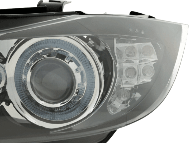 BMW 3-Series E90/E91 black angel eyes headlights by K2 Industries for 2005-2008 sedan and touring models.