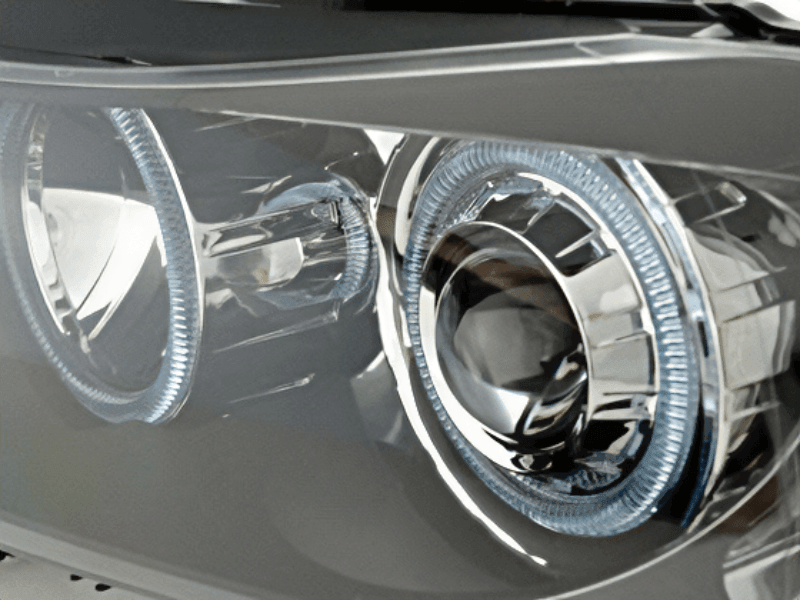 BMW 3-Series E90 Sedan and E91 Touring black angel eyes headlights by K2 Industries, for 2005-2008 models.