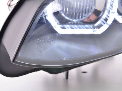 BMW 3-Series E92/E93 black headlights for 2006-2010 models, suitable for AFS or non-AFS, by K2 Industries.