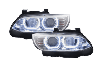BMW 3-series E92/E93 chrome LED headlights upgrade for 2006-2010 AFS models by K2 Industries, showcasing sleek headlight design.