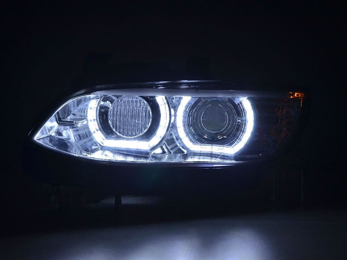 BMW 3-series E92/E93 Chrome LED headlights upgrade for AFS models, featuring sleek design and bright illumination by K2 Industries.