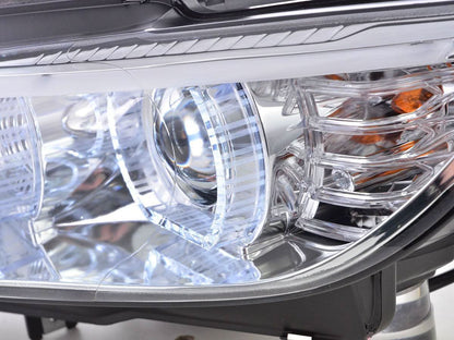 BMW 3 Series E92 E93 chrome LED headlights upgrade for non-AFS models, featuring sleek design and improved illumination.