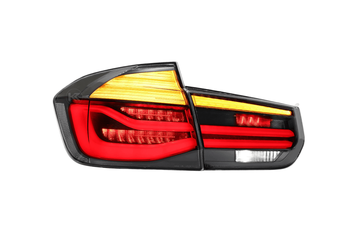 BMW 3-Series F30 F35 F80 LED tail lights upgrade by K2 Industries, 2012-2019, showcasing sleek LCI style design.