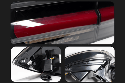 BMW 3 Series F30 F35 F80 LED tail lights upgrade by K2 Industries with modern black line design, for 2012-2019 models.