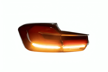 BMW 3 Series F30 F35 F80 LED tail light upgrade by K2 Industries with modern black line design, 2012-2019 model years.