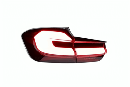 BMW 3 Series F30 F35 F80 LED tail light upgrade with modern black line design by K2 Industries, for models 2012-2019.