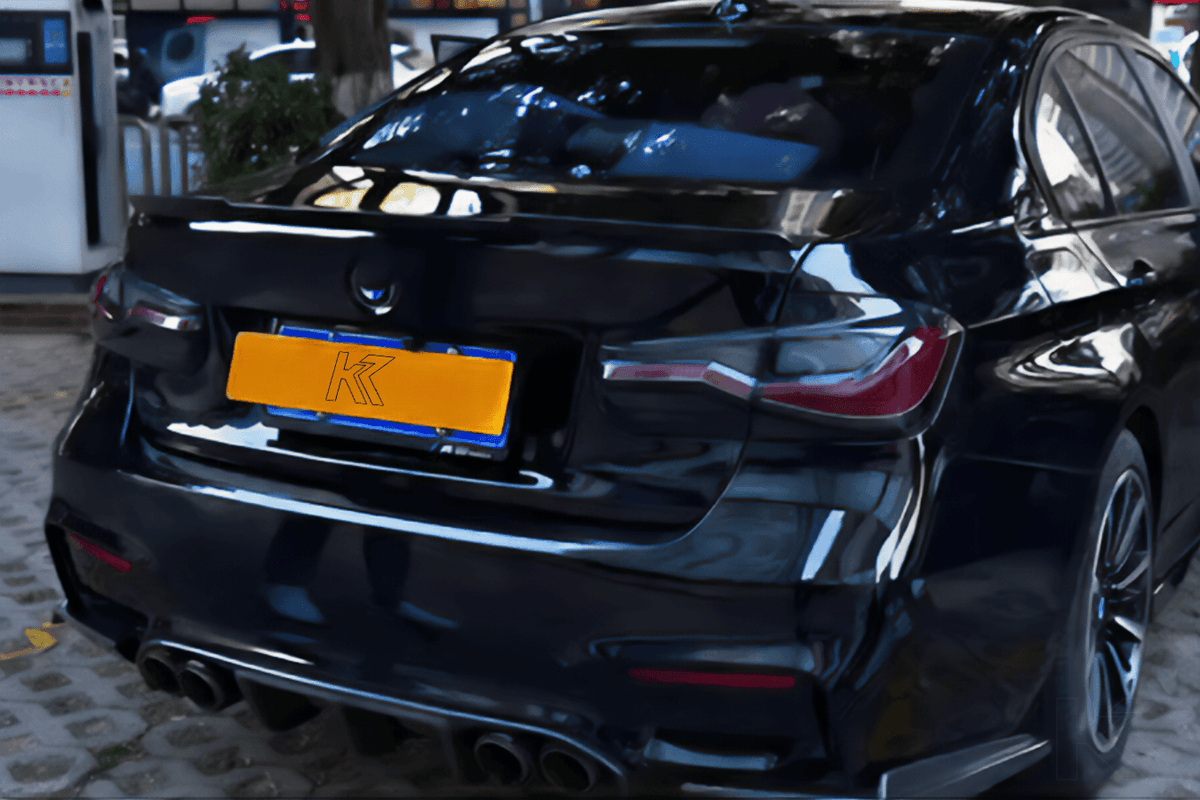 BMW 3 Series F30 F35 F80 LED tail lights by K2 Industries, featuring modern design, clear lenses, and red and white light elements.