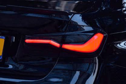 BMW 3 Series F30 F35 F80 LED tail lights by K2 Industries, showcasing modern design and bright LED illumination for 2012-2019 models.