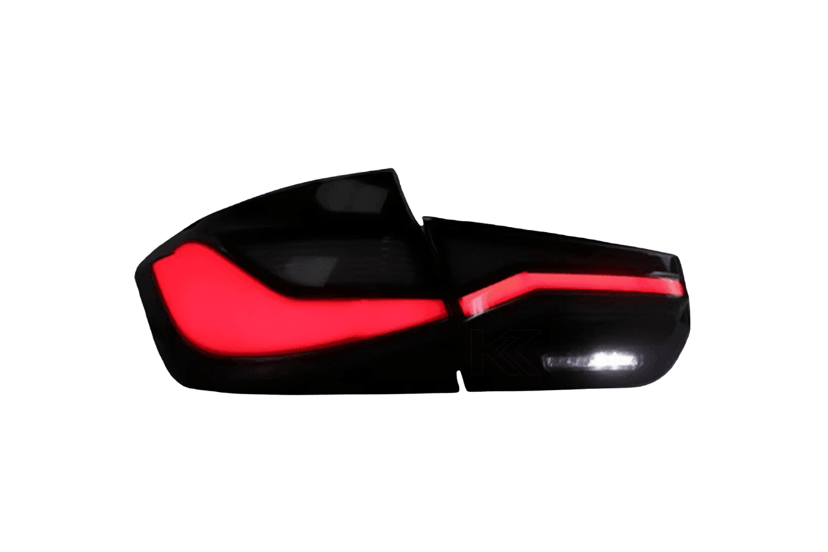 BMW 3 Series F30 F35 F80 LED tail lights by K2 Industries, showcasing sleek, modern design for 2012-2019 models.