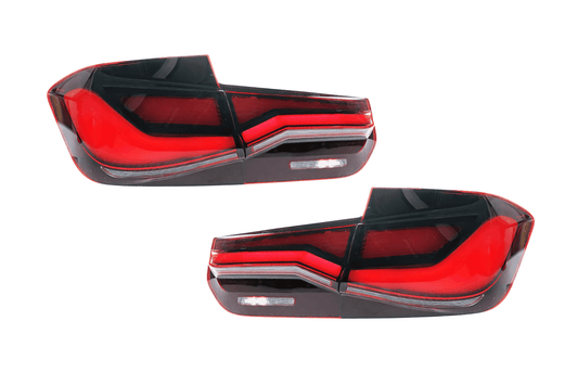 BMW 3 Series F30 F35 F80 LED tail lights by K2 Industries, showcasing sleek, modern design for 2012-2019 models.