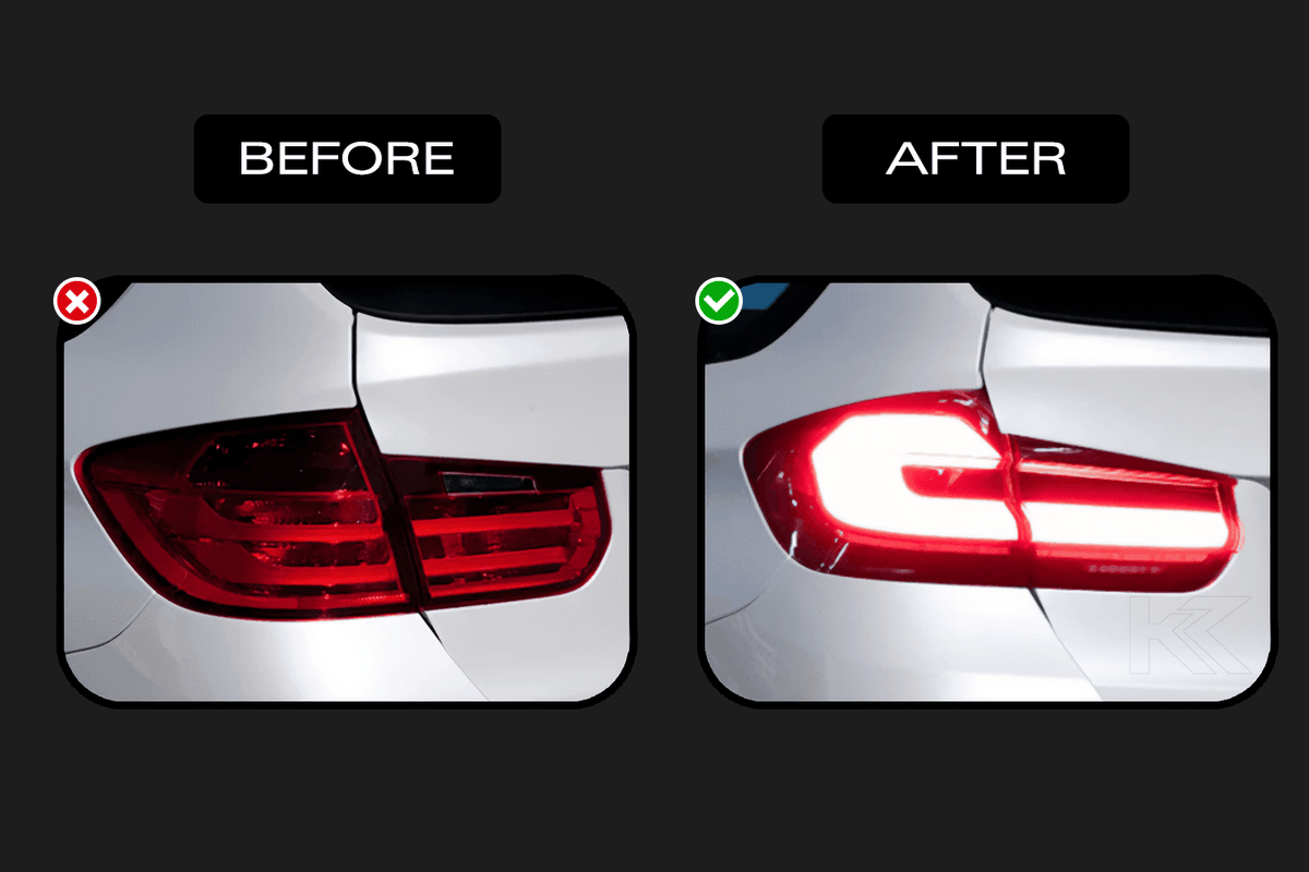 BMW 3 Series F31 tail light upgrade with modern black line LED design by K2 Industries, fitted on the 2012-2019 model.