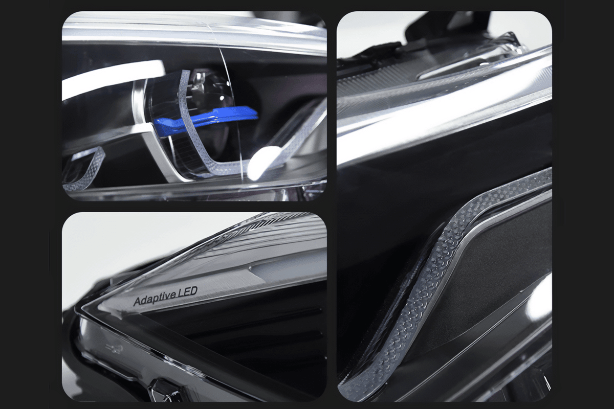 BMW 3 Series F34 GT LED projector lens headlights by K2 Industries, installed on 2012-2019 model with sleek design and bright illumination.