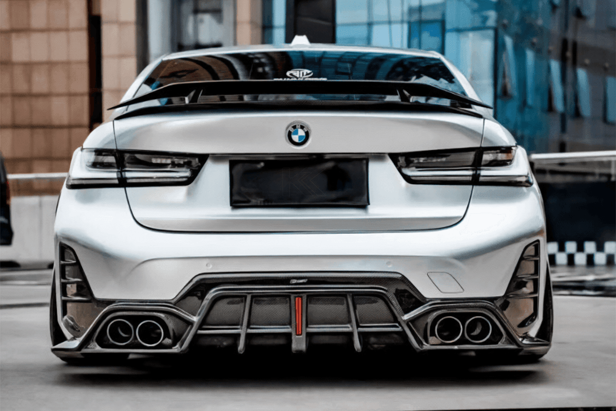 BMW 3 Series G20 G28 G80 M3 OEM style clear LED tail lights by K2 Industries, showing sleek modern design for 2019-2024 models.