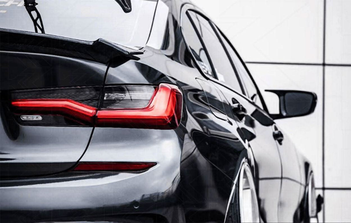 BMW 3 Series G20/G28 M8 Style inner tail light mod by K2 Industries, enhanced LED tail lights for 2019-2024 models.