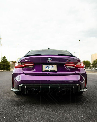 BMW 3 Series G20 G28 M8 Style inner tail light mod by K2 Industries, showing sleek LED tail light with black housing design.