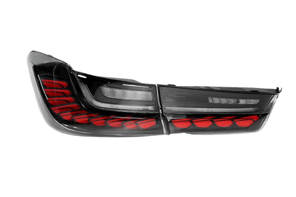 BMW 3-Series G20 G28 G80 GTS style tail lights by K2 Industries, modern LED design for 2019-2024 models.