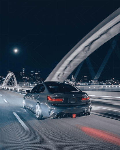 BMW 3-Series G20 G28 G80 GTS style tail lights by K2 Industries, showcasing sleek LED design for model years 2019 to 2024.