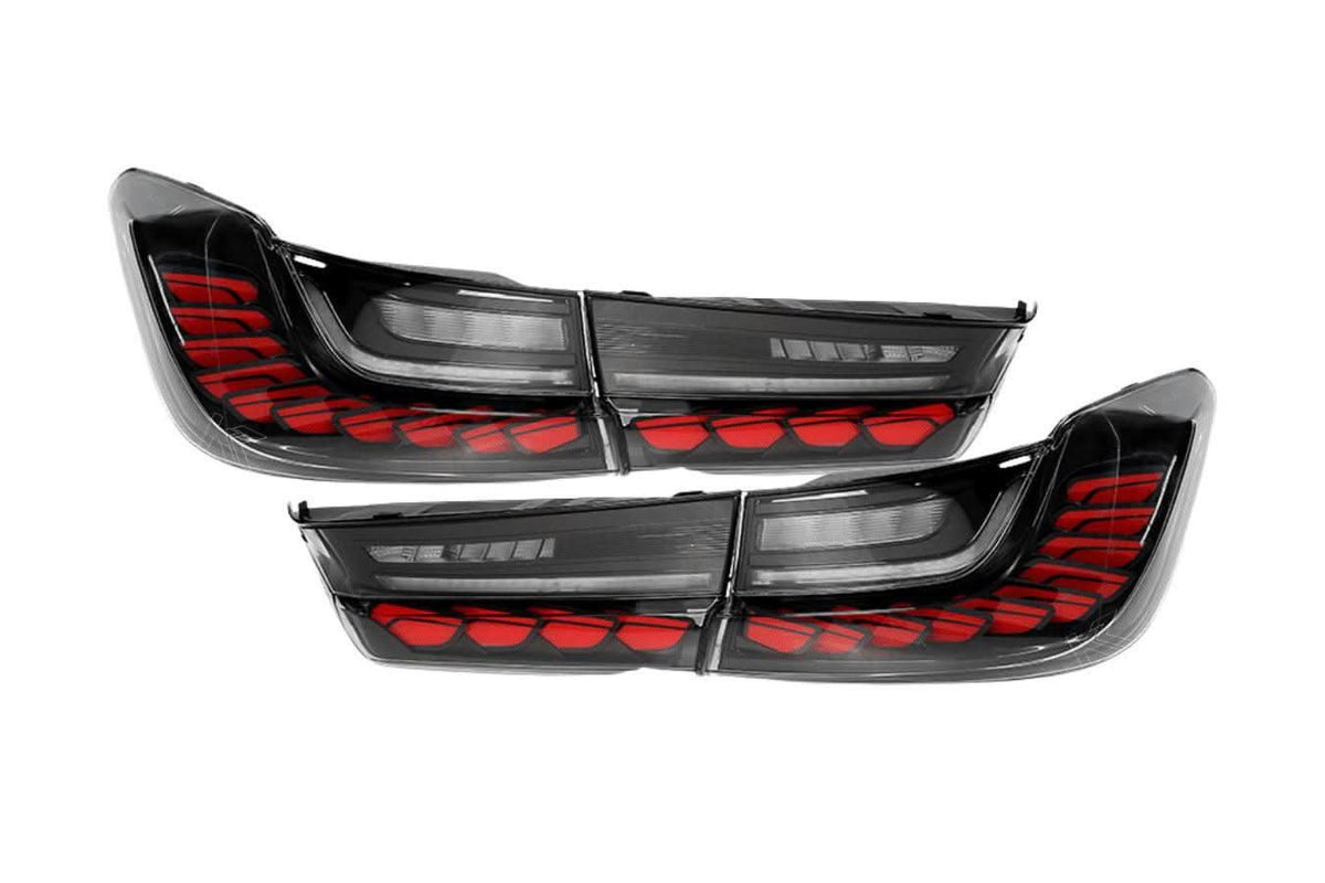 BMW 3-Series G20/G28/G80 GTS style tail lights by K2 Industries, featuring sleek LED design for 2019-2024 models.