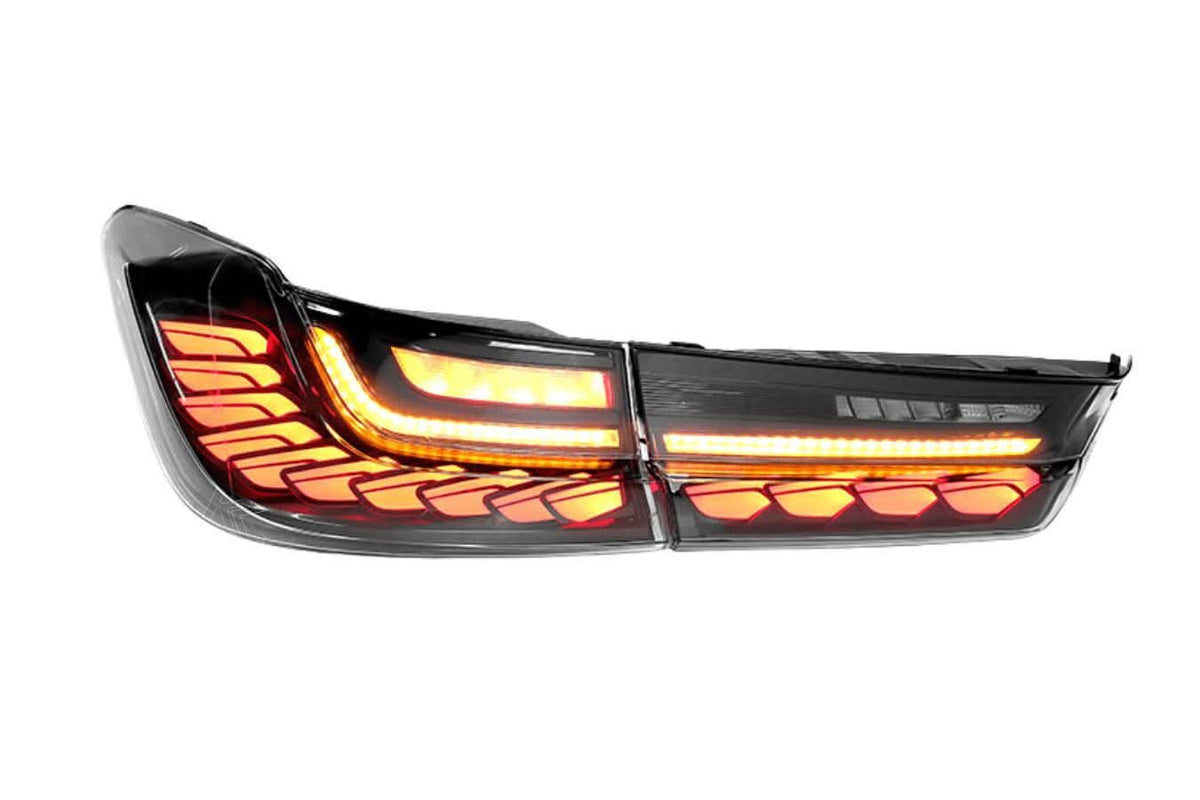 BMW 3-Series G20 G28 G80 GTS style tail lights by K2 Industries, showcasing sleek design for models from 2019 to 2024.