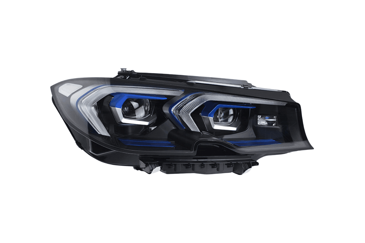 BMW 3 Series G20 G28 LED headlight upgrade by K2 Industries, showing modern daytime running lights and sleek headlamp design.