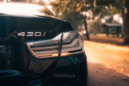 BMW 4-Series F32/F82 and F33 F35 clear LED tail lights by K2 Industries, showing sleek, modern design for 2013-2016 models.