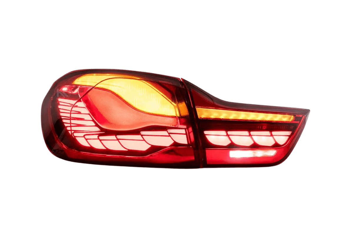 BMW 4-Series M4 F82 F83 F32 F36 OLED Dynamic GTS Style Tail Lights by K2 Industries, for 2014-2020 models.