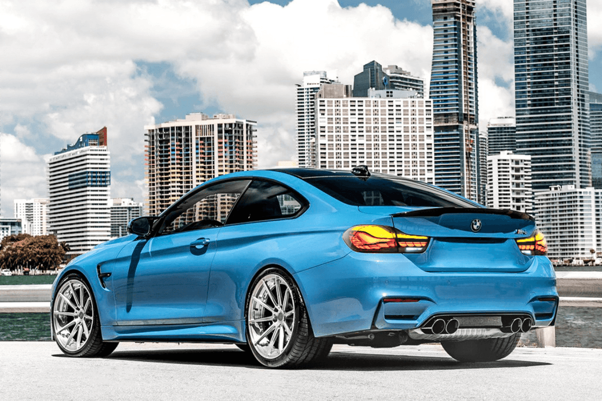 BMW 4-Series M4 F82 F83 F32 F36 OLED Dynamic GTS Style Tail Lights by K2 Industries, for 2014-2020 models.