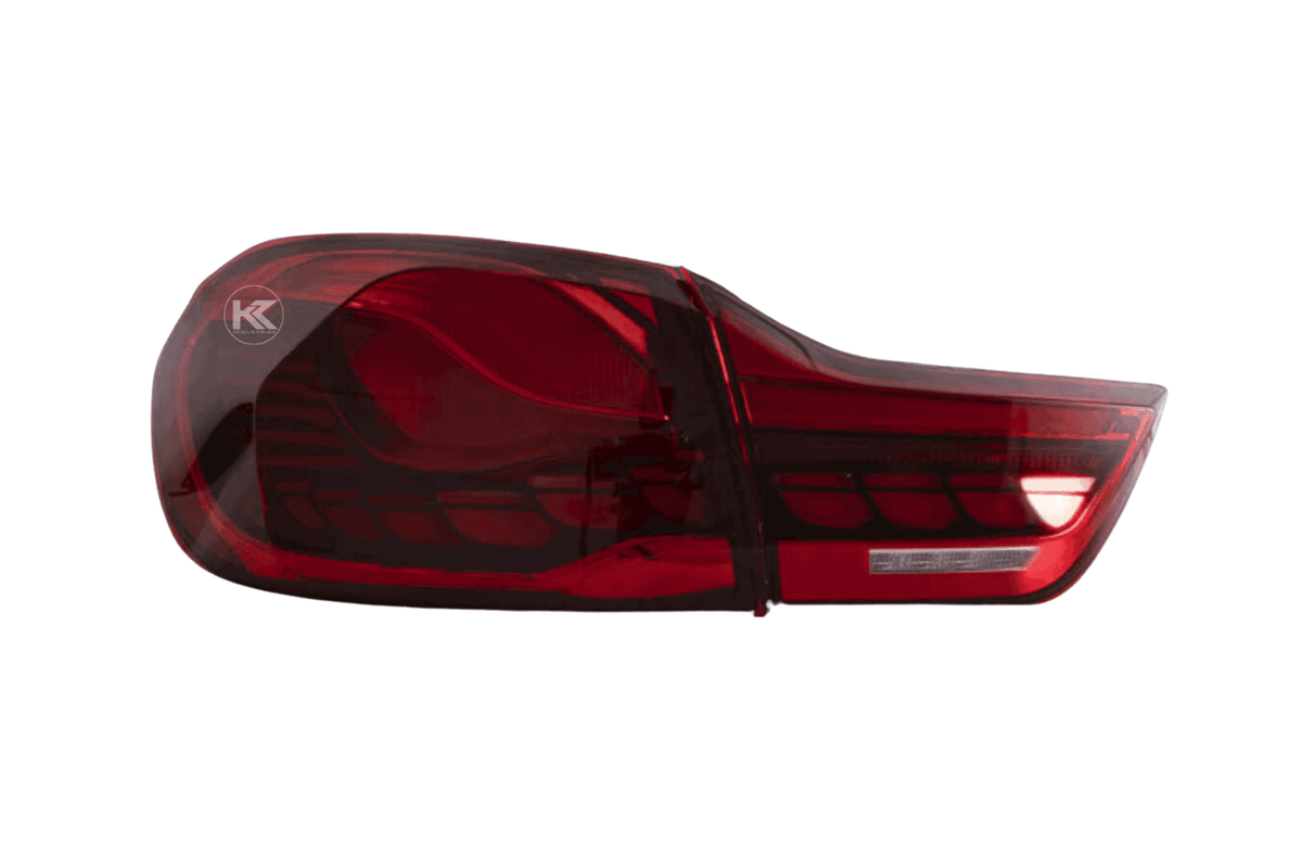 BMW 4-Series M4 F82 F83 F32 F36 OLED Dynamic GTS Style Tail Lights by K2 Industries, 2014-2020, shown installed on vehicle.