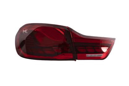 BMW 4-Series M4 F82 F83 F32 F36 OLED Dynamic GTS Style Tail Lights by K2 Industries, 2014-2020, shown installed on vehicle.