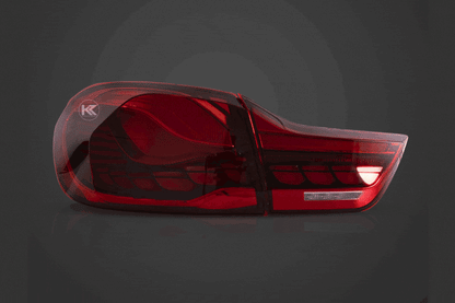 BMW 4-Series M4 OLED GTS style tail lights by K2 Industries for F82, F83, F32, F36 models (2014-2020).