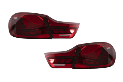 BMW 4-Series M4 F82 F83 F32 F36 OLED GTS Style dynamic tail lights by K2 Industries for 2014-2020 models.